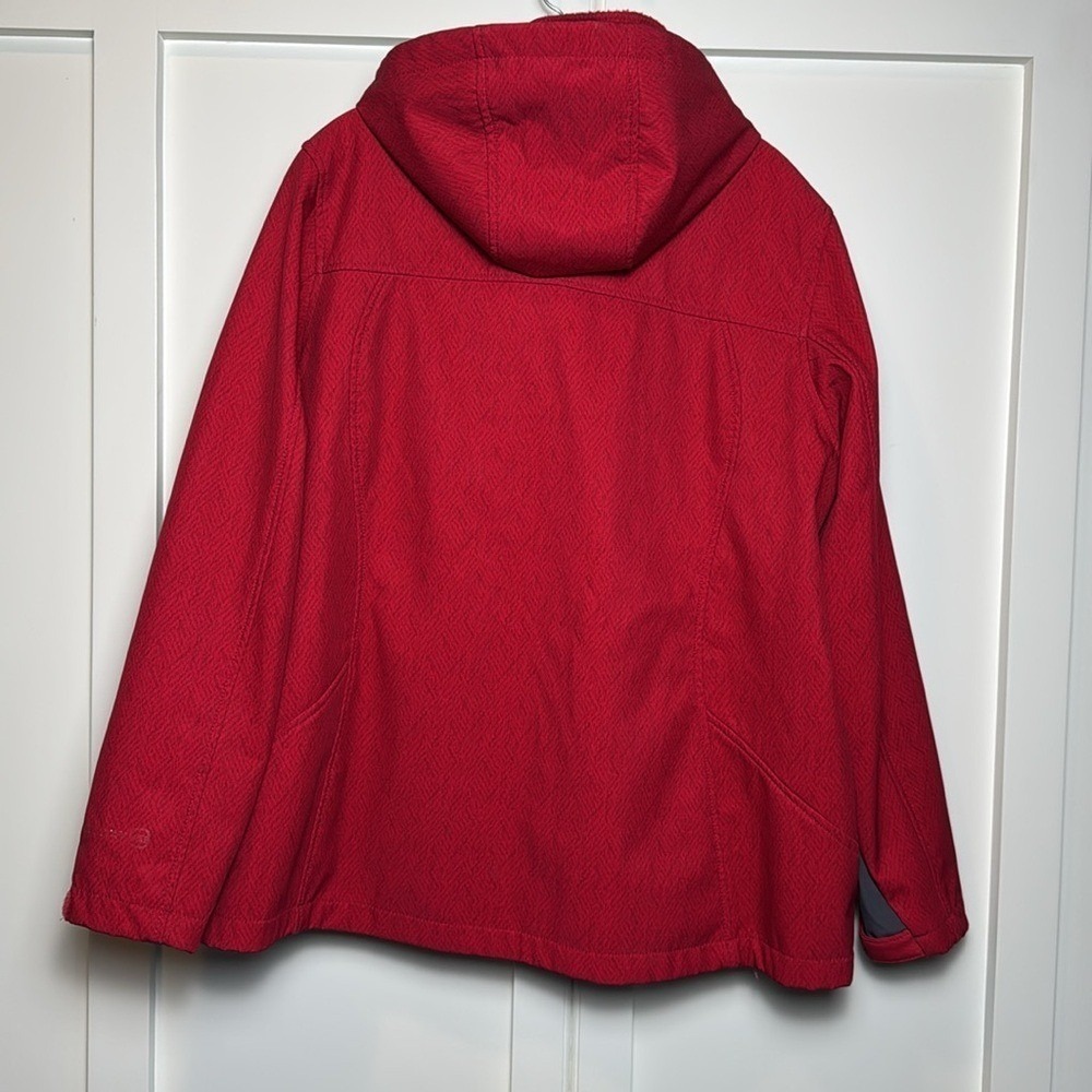 Free Country Womens Red Herringbone Softshell Hooded Jacket Size 1X - Picture 4 of 14